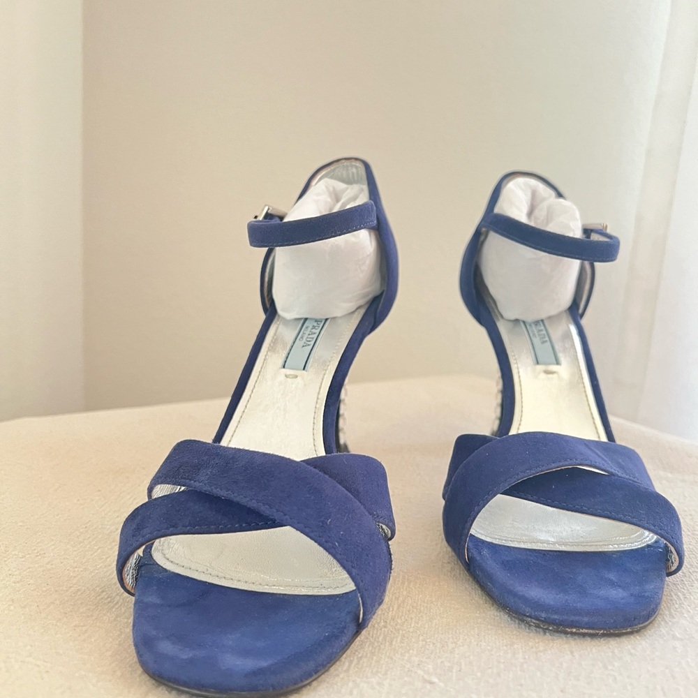 Prada Blue suede with crystal heels - Picture 3 of 11